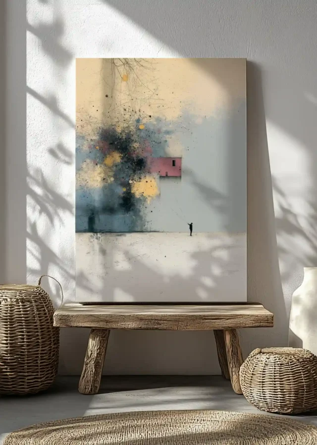 The Plan abstract artwork featuring expressive geometric forms and symbolic structures exploring control, order, and uncertainty.
