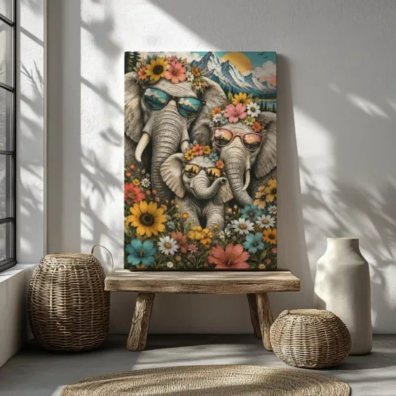 Elephant family canvas Canvas  - 3