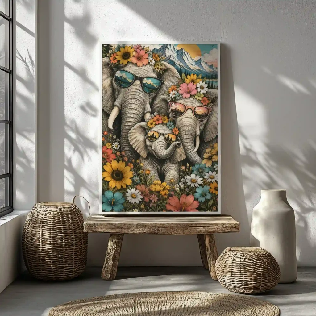 Elephant family canvas Canvas  - 1