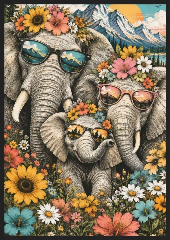 Elephant family canvas Canvas  - 4