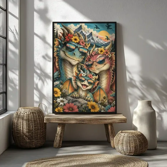 Dragon Family Canvas Canvas  - 2