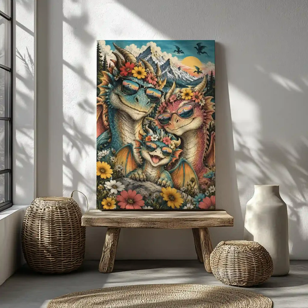 Dragon Family Canvas Canvas  - 3