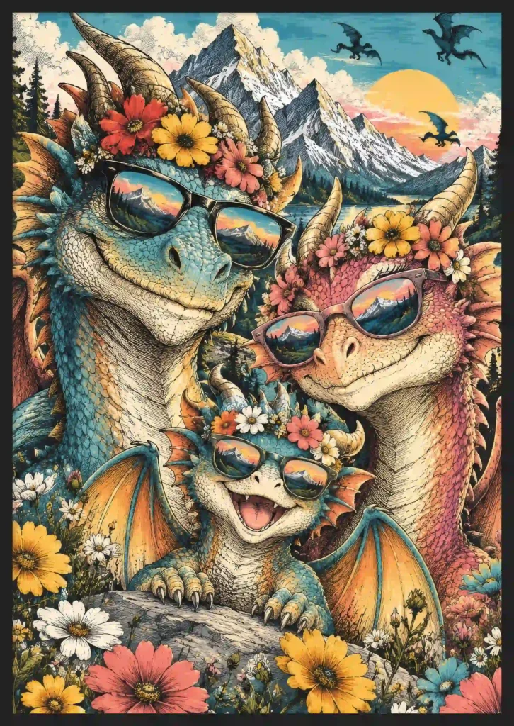 Dragon Family Canvas Canvas  - 4
