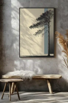 99 Stories The Tree minimalist artwork with birds in a tall tree